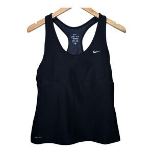 Nike Women’s Size XL Black Dri-FIT Racerback Tank Top Built-In Shelf Bra